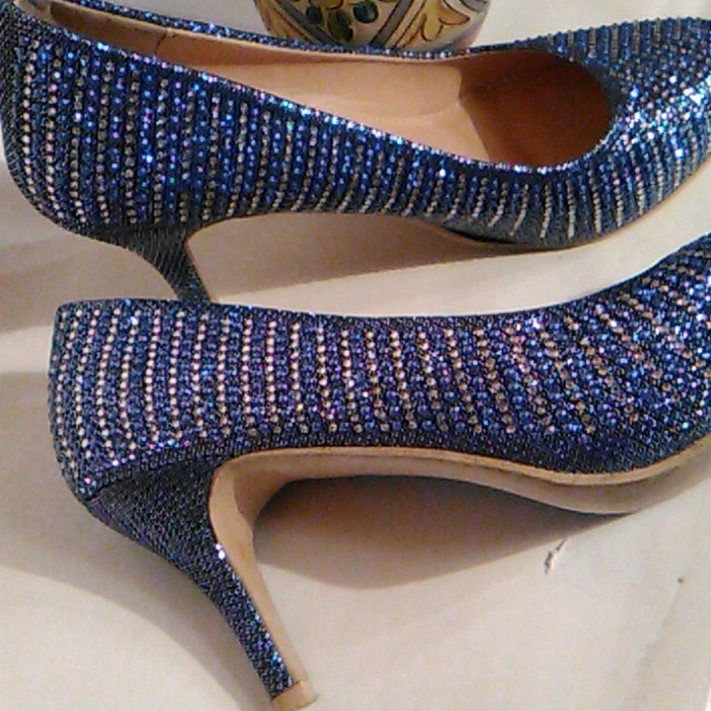 Mila Lady Sparkly Blue Heels - Picture 13 of 13